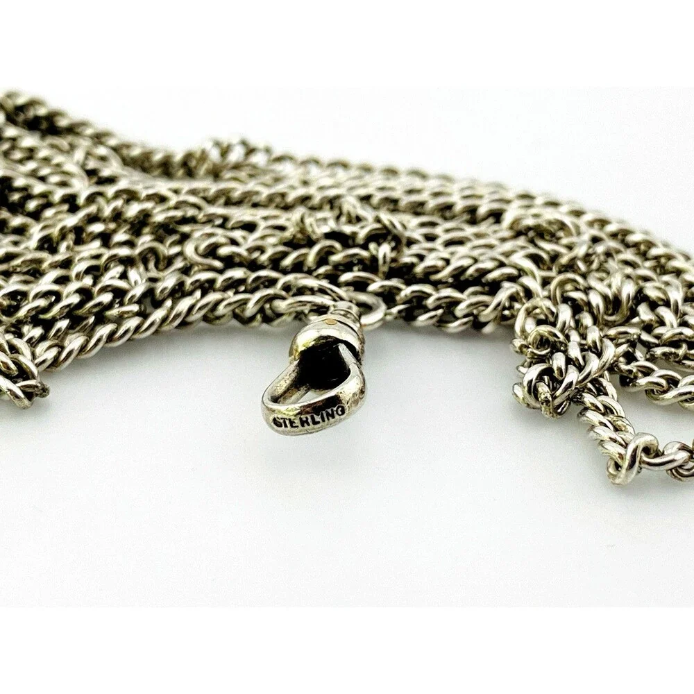 Vintage Sterling Silver 63 Inch Long Guard Watch Chain Dog Clip 40.4g